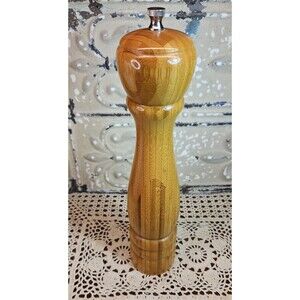 Vintage William Bounds Patented USA Bamboo Wood Manual Pepper Mill Grinder 12.5"